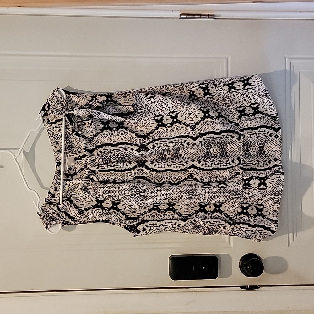 LOFT Black and White Snake Print Blouse